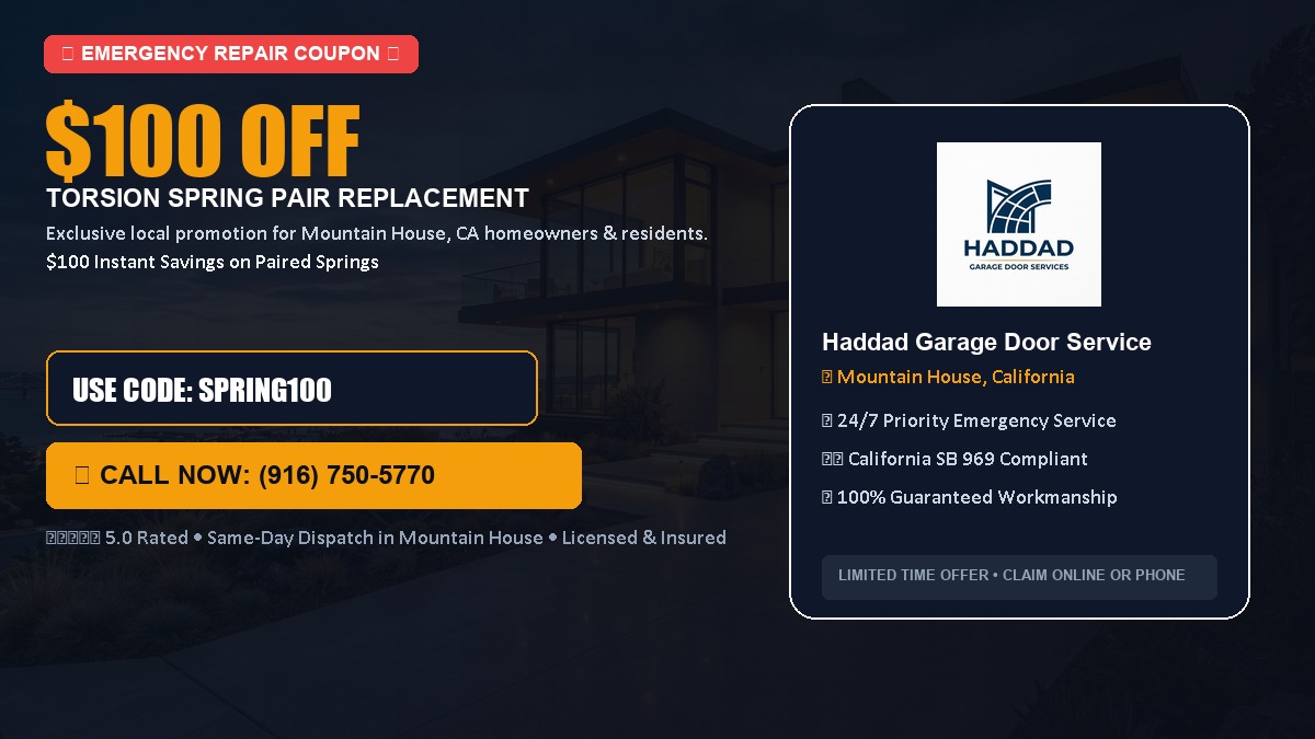 $100 OFF Heavy-Duty Torsion Spring Pair Replacement in Mountain House, CA